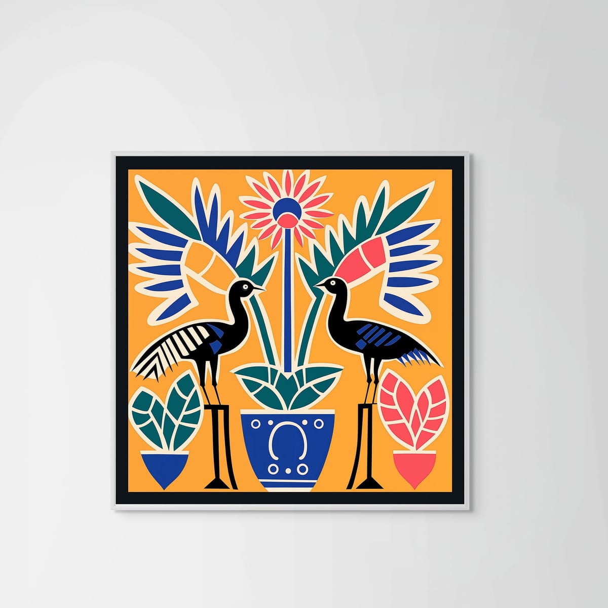Gardens of Bloom – white frame – no mount – Fringe Art Studio- Wall Art- Cairo Egypt