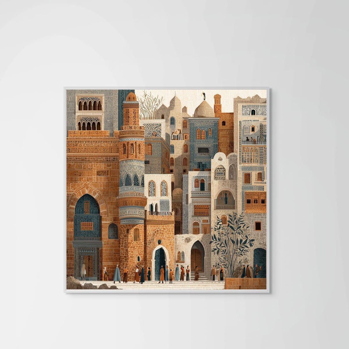 Earthy Arabesque – white frame – no mount – Fringe Art Studio- Wall Art- Cairo Egypt