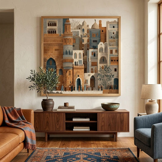 Earthy Arabesque – wall art in home – Fringe Art Studio- Wall Art- Cairo Egypt