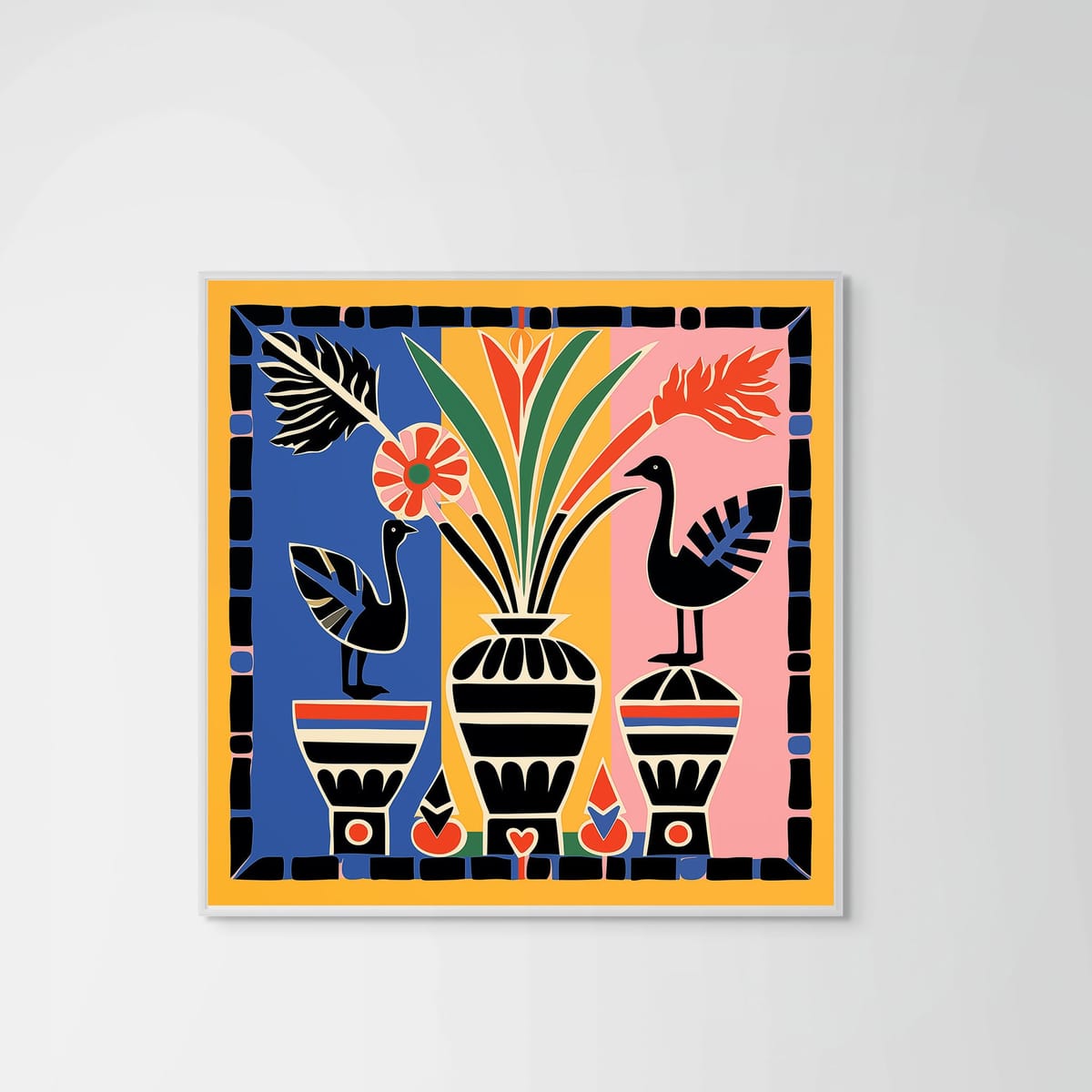 Garden Guardians – white frame – no mount – Fringe Art Studio- Wall Art- Cairo Egypt