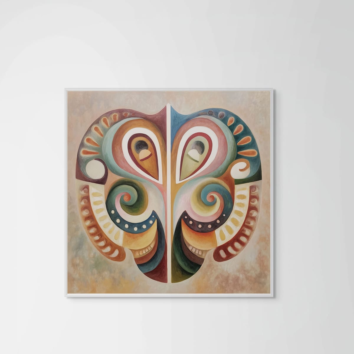 Mask I – white frame – no mount – Fringe Art Studio- Wall Art- Cairo Egypt