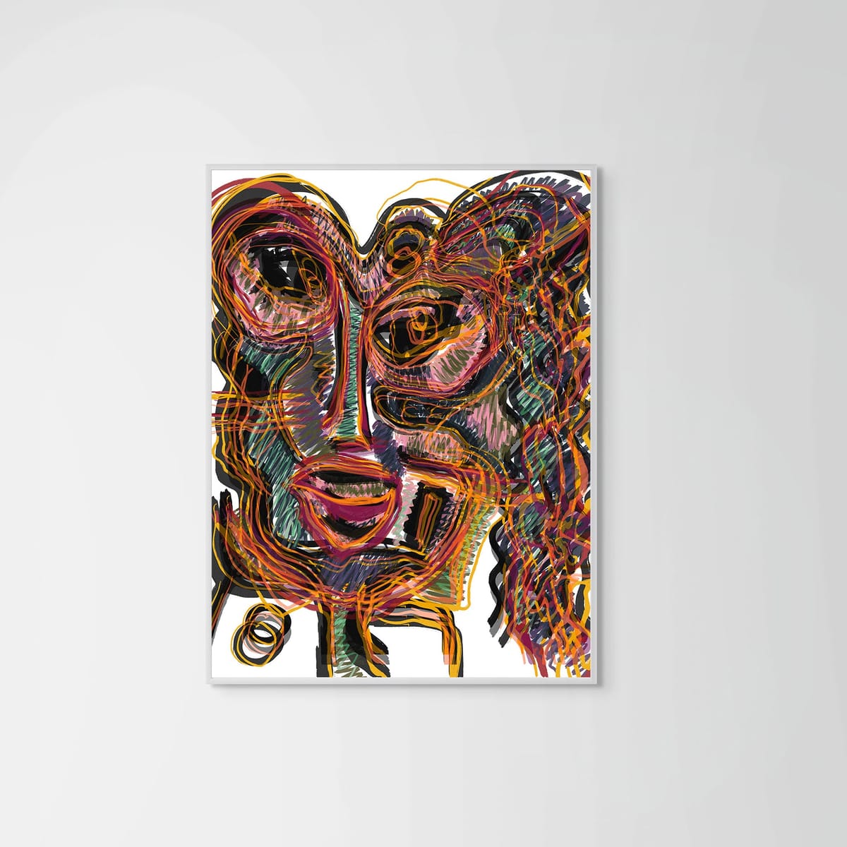 Inner Noise – white frame – no mount – Fringe Art Studio- Wall Art- Cairo Egypt