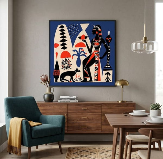 Pharaoh Magic Blue – wall art – Fringe Art Studio- Wall Art- Cairo Egypt