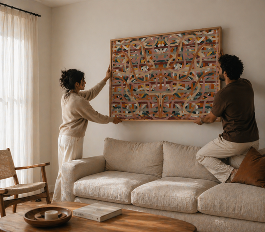 A guide to styling framed wall art at home — tips on sizing, placement, and frame selection from fringe. Art Studio