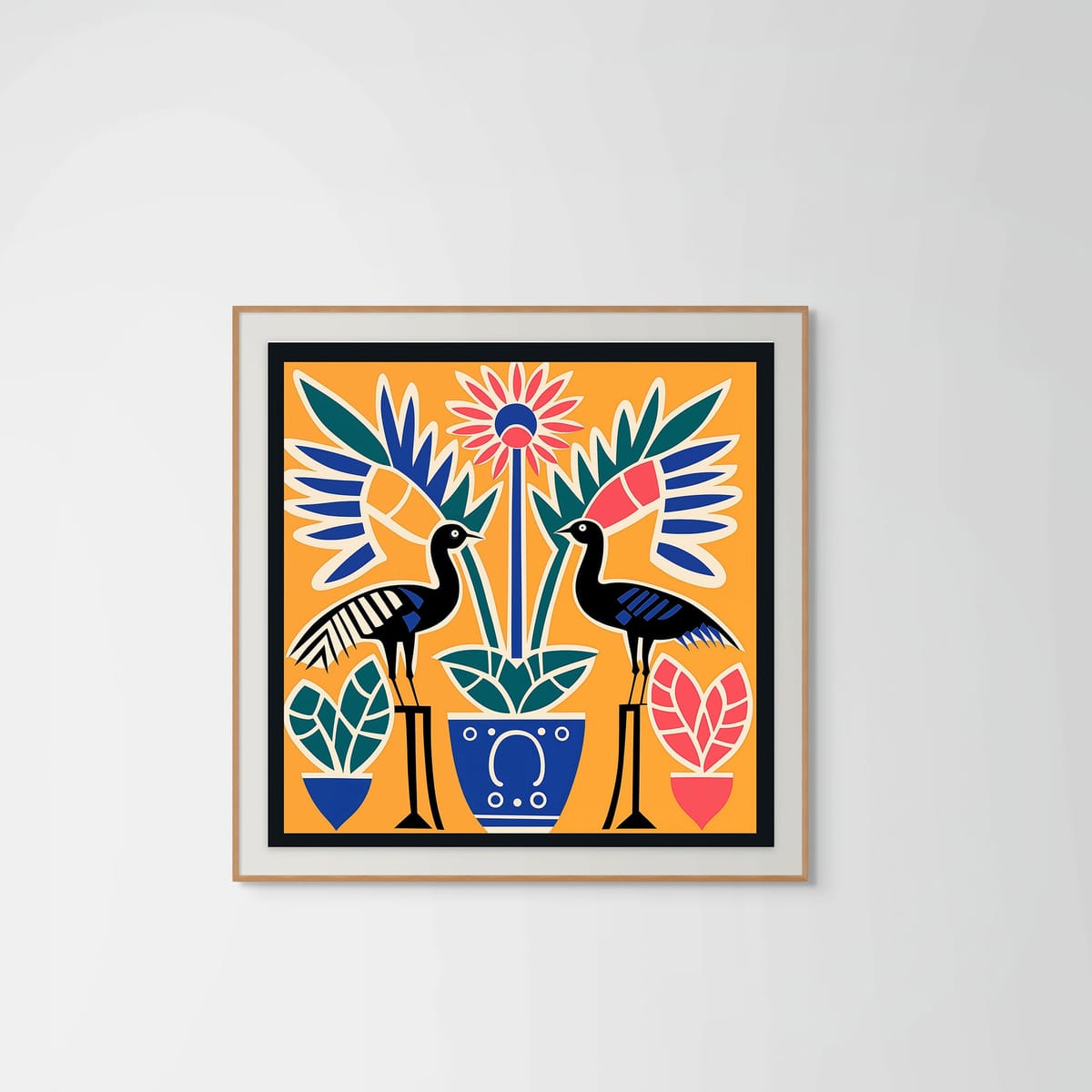 Gardens of Bloom – natural wood frame – framed art print – Fringe Art Studio- Wall Art- Cairo Egypt