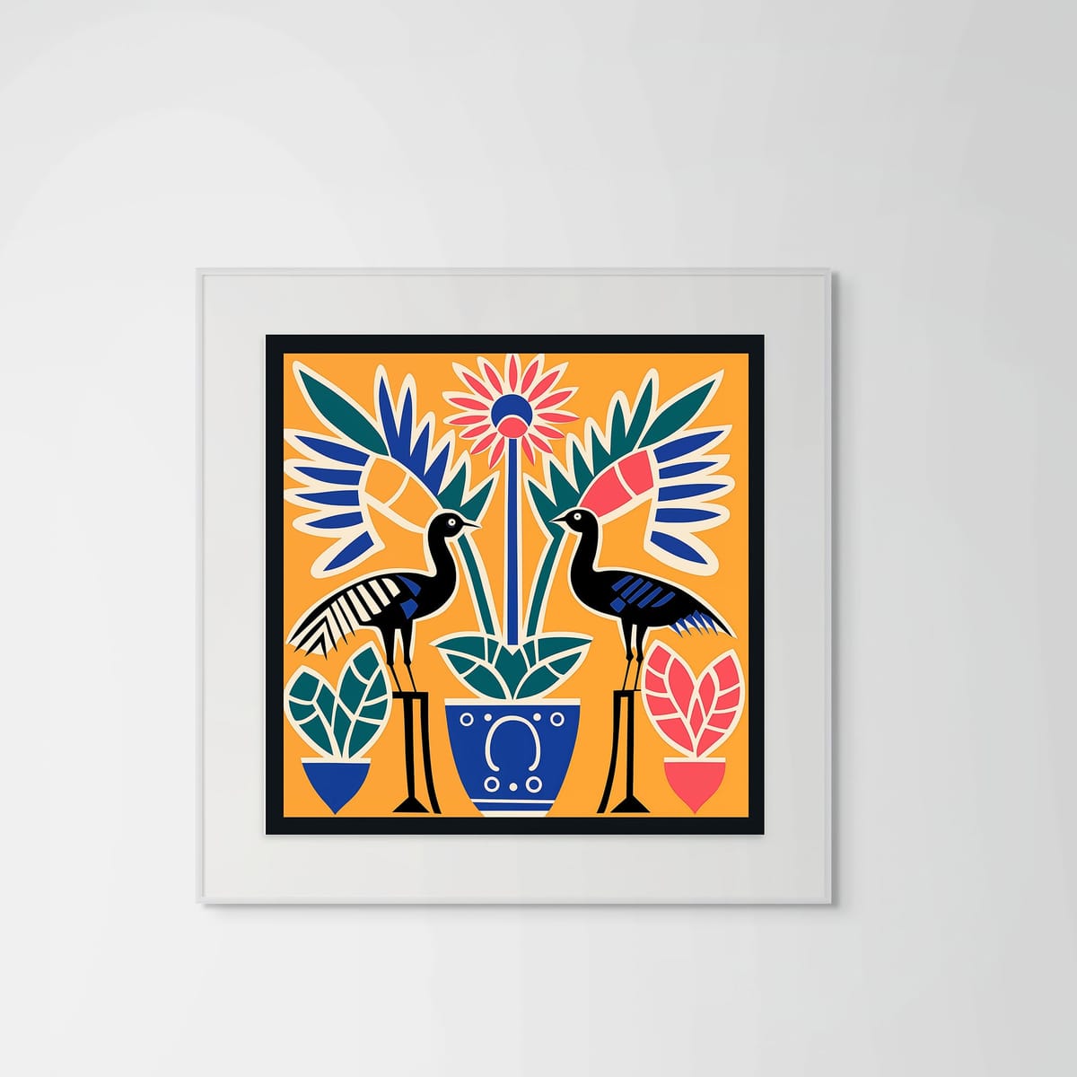 Gardens of Bloom – white frame – framed art print – Fringe Art Studio- Wall Art- Cairo Egypt