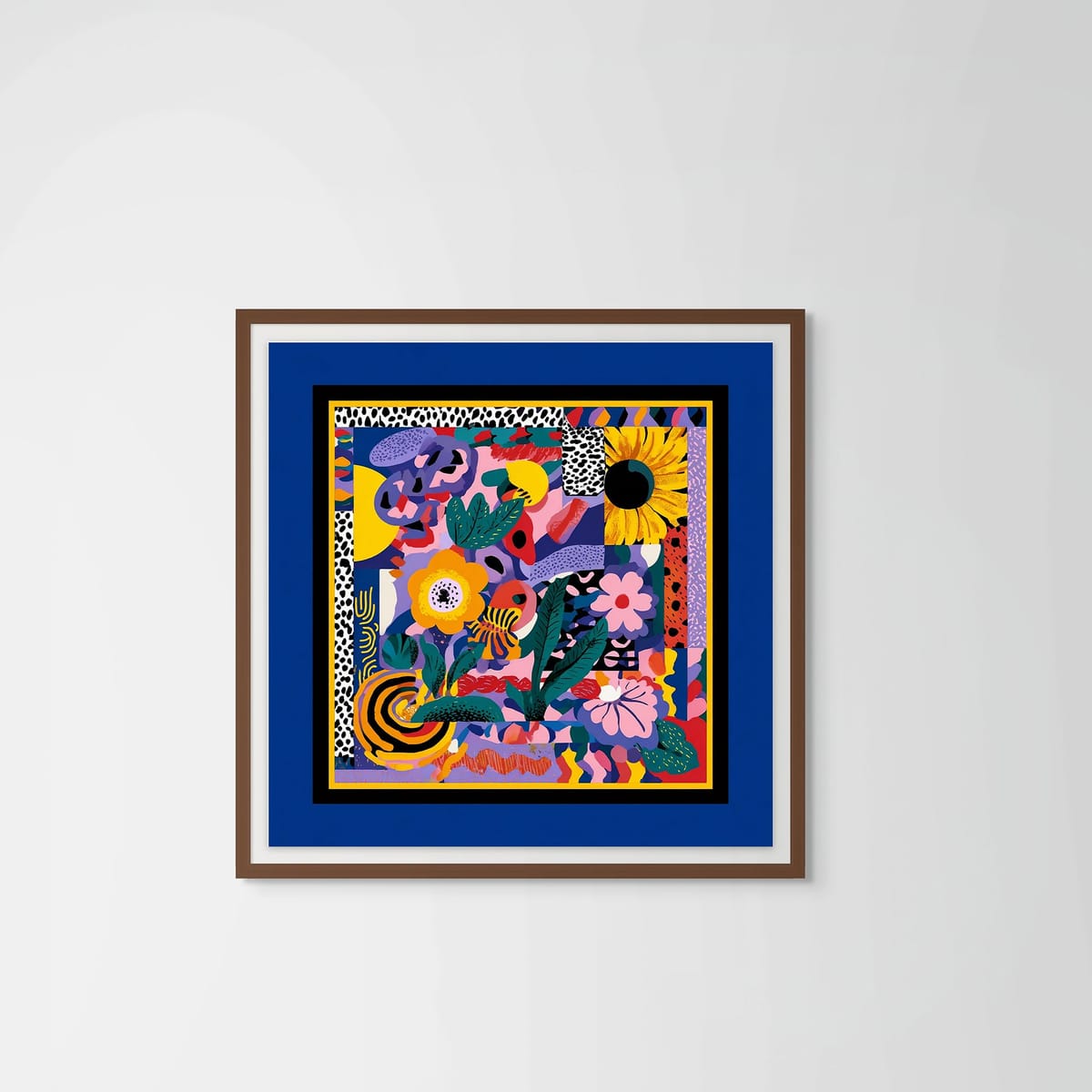 Botanical Bliss – dark wood frame – framed art print – Fringe Art Studio- Wall Art- Cairo Egypt