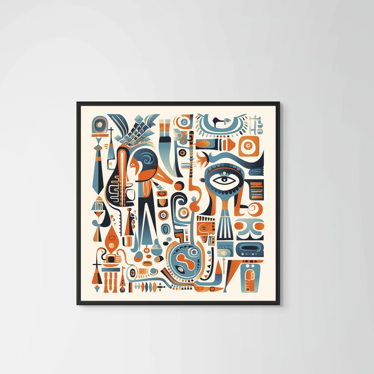 Abstract Totems – black frame – no mount – Fringe Art Studio- Wall Art- Cairo Egypt