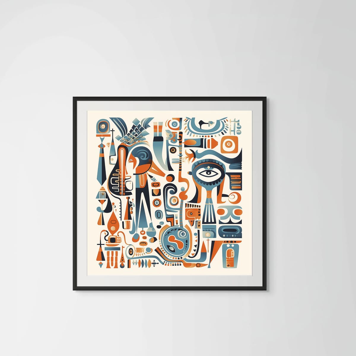 Abstract Totems – black frame – framed art print – Fringe Art Studio- Wall Art- Cairo Egypt