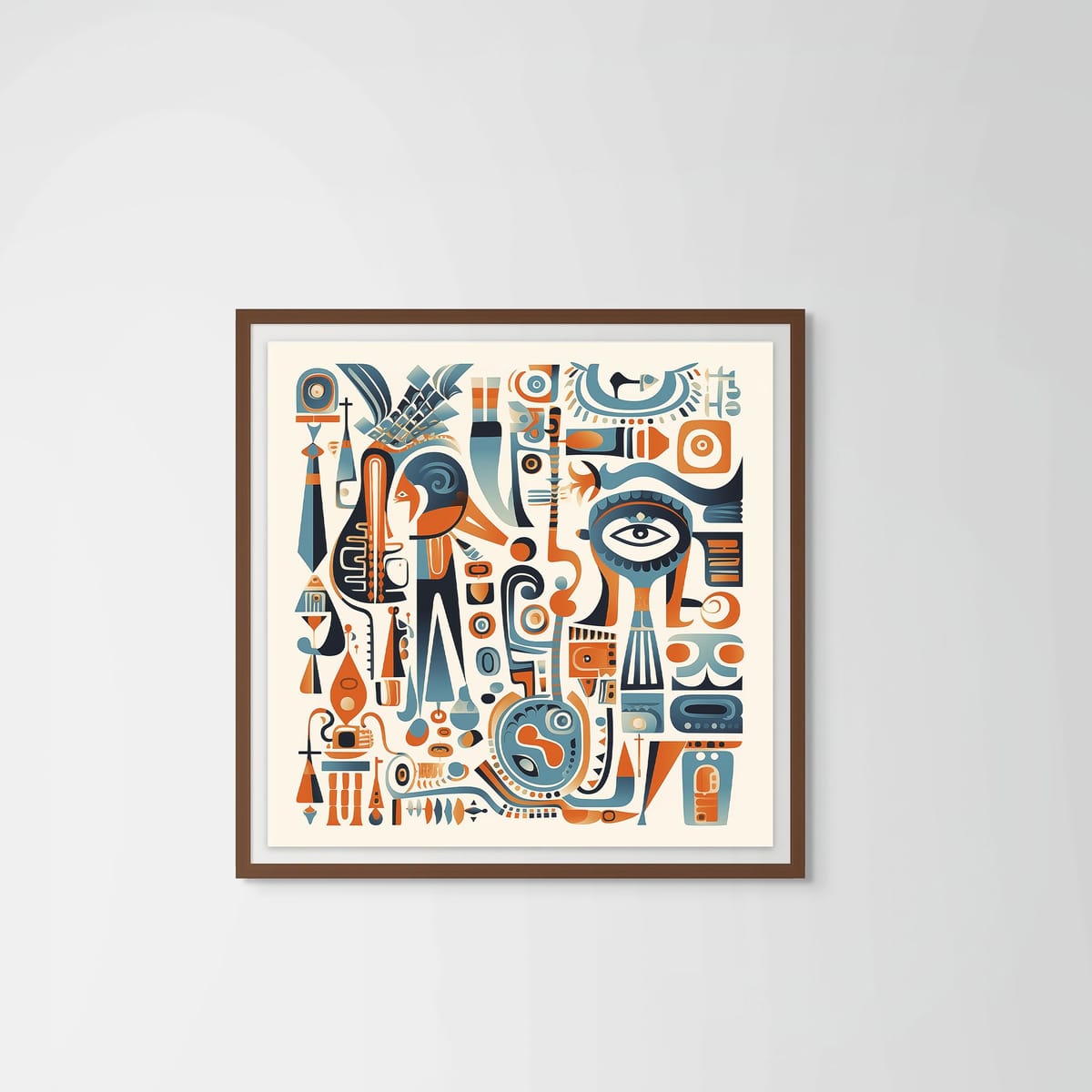 Abstract Totems – dark wood frame – framed art print – Fringe Art Studio- Wall Art- Cairo Egypt