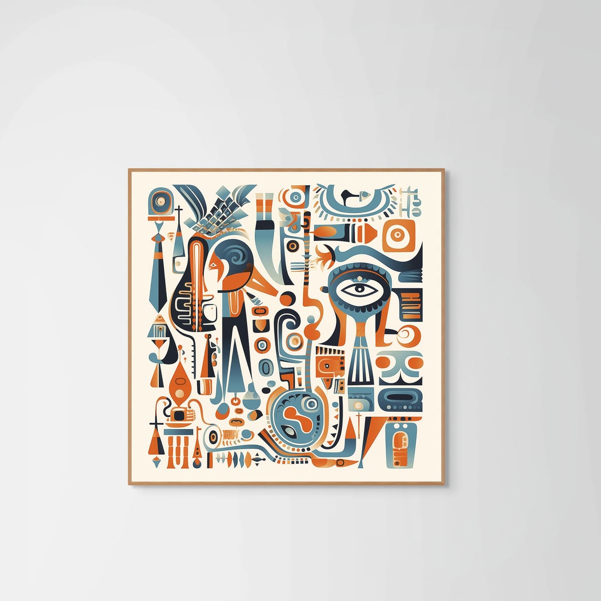 Abstract Totems – natural wood frame �� no mount – Fringe Art Studio- Wall Art- Cairo Egypt