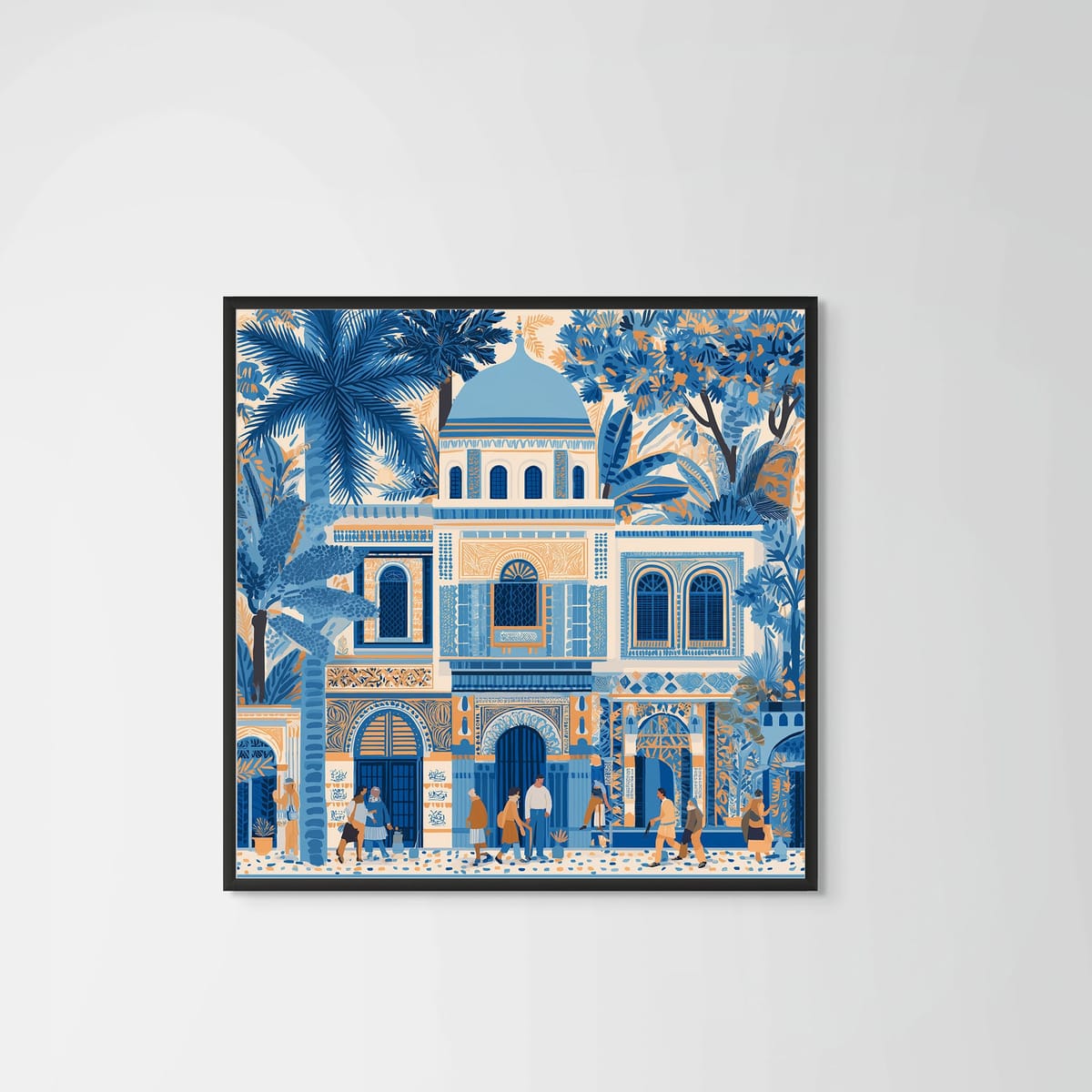 Citadels of Blue – black frame – no mount – Fringe Art Studio- Wall Art- Cairo Egypt