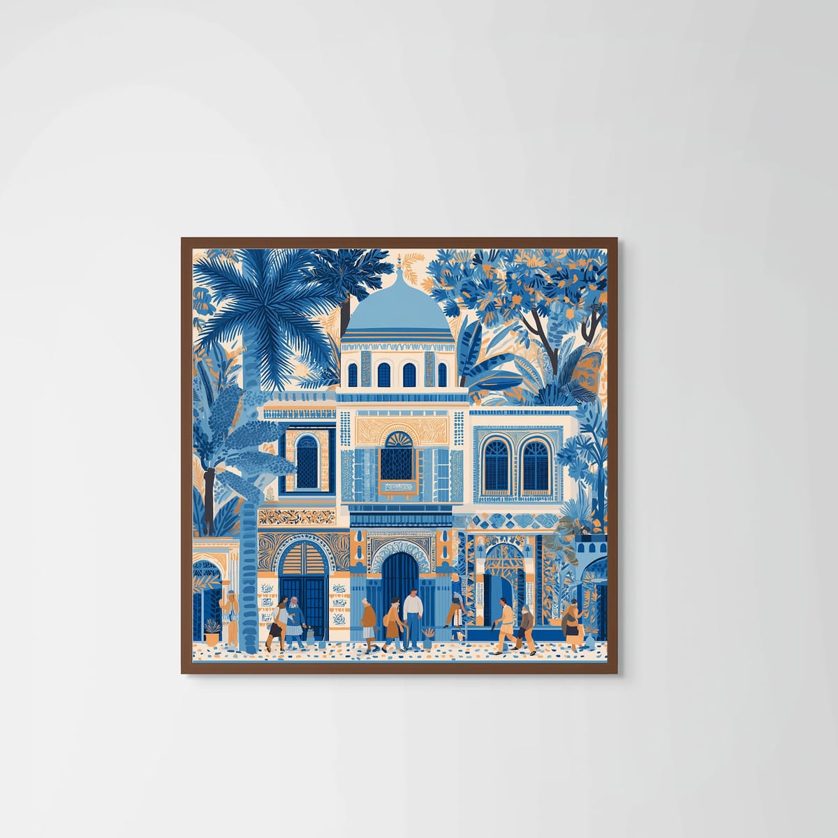 Citadels of Blue – dark wood frame – no mount – Fringe Art Studio- Wall Art- Cairo Egypt