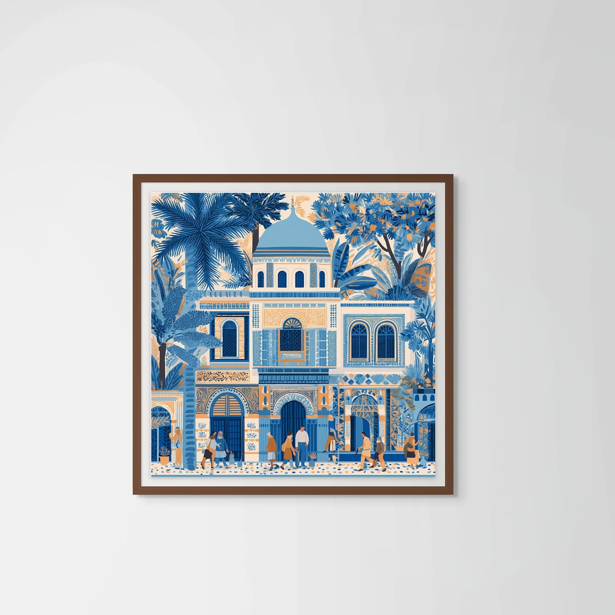 Citadels of Blue – dark wood frame – framed art print – Fringe Art Studio- Wall Art- Cairo Egypt