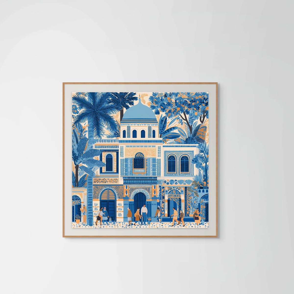 Citadels of Blue – natural wood frame – framed art print – Fringe Art Studio- Wall Art- Cairo Egypt
