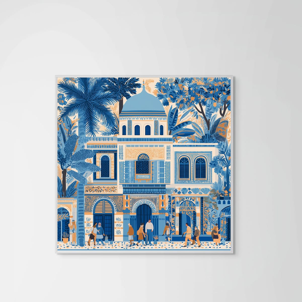 Citadels of Blue – white frame – no mount – Fringe Art Studio- Wall Art- Cairo Egypt