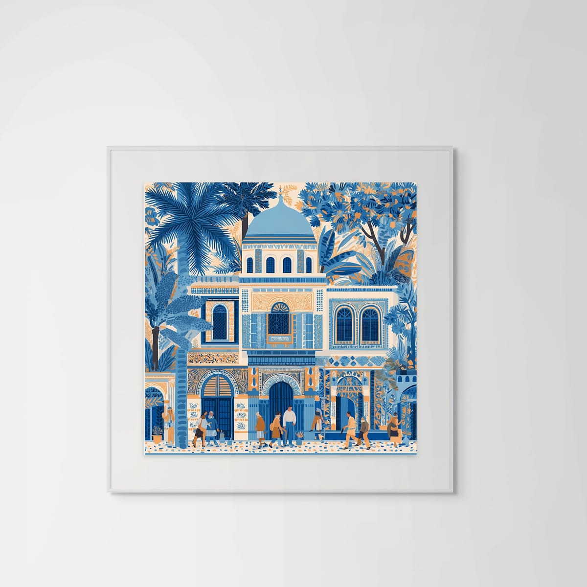 Citadels of Blue – white frame – framed art print – Fringe Art Studio- Wall Art- Cairo Egypt