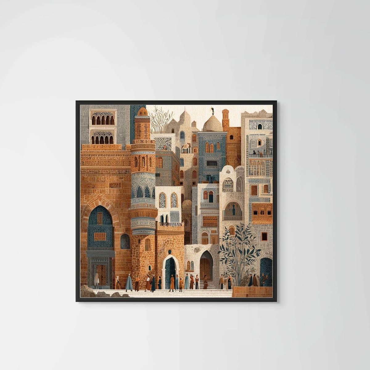 Earthy Arabesque – black frame – no mount – Fringe Art Studio- Wall Art- Cairo Egypt