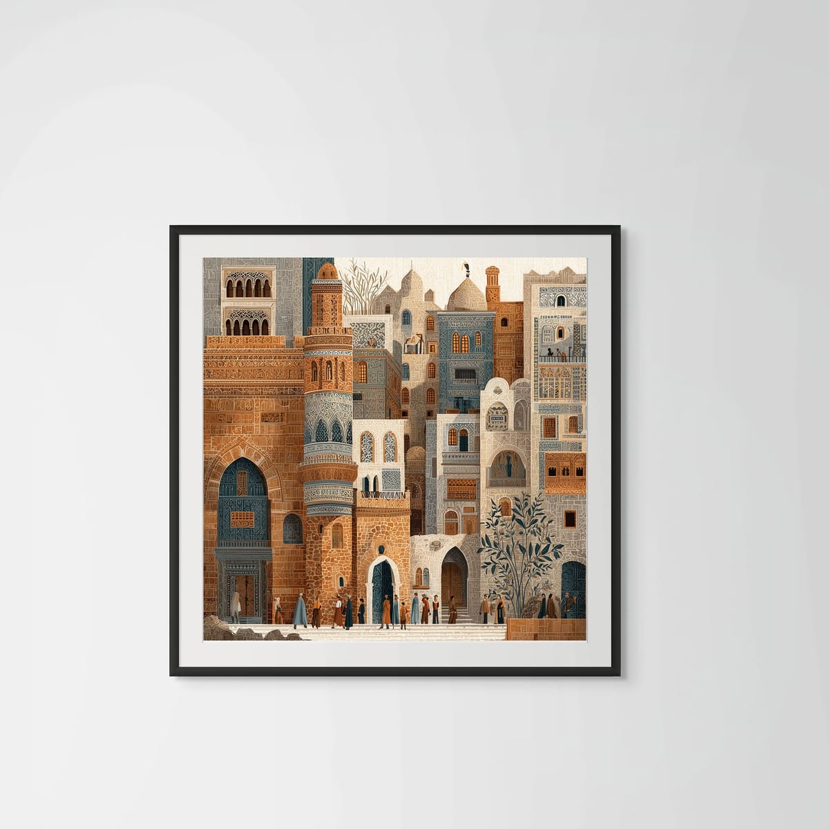 Earthy Arabesque – black frame – framed art print – Fringe Art Studio- Wall Art- Cairo Egypt