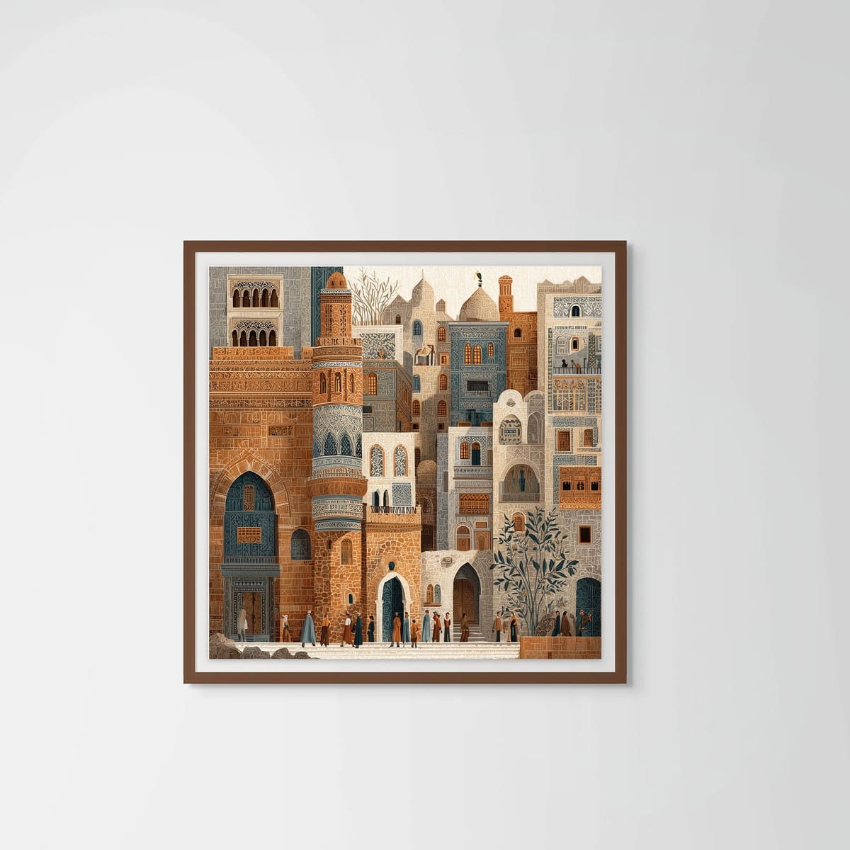 Earthy Arabesque – dark wood frame – framed art print – Fringe Art Studio- Wall Art- Cairo Egypt