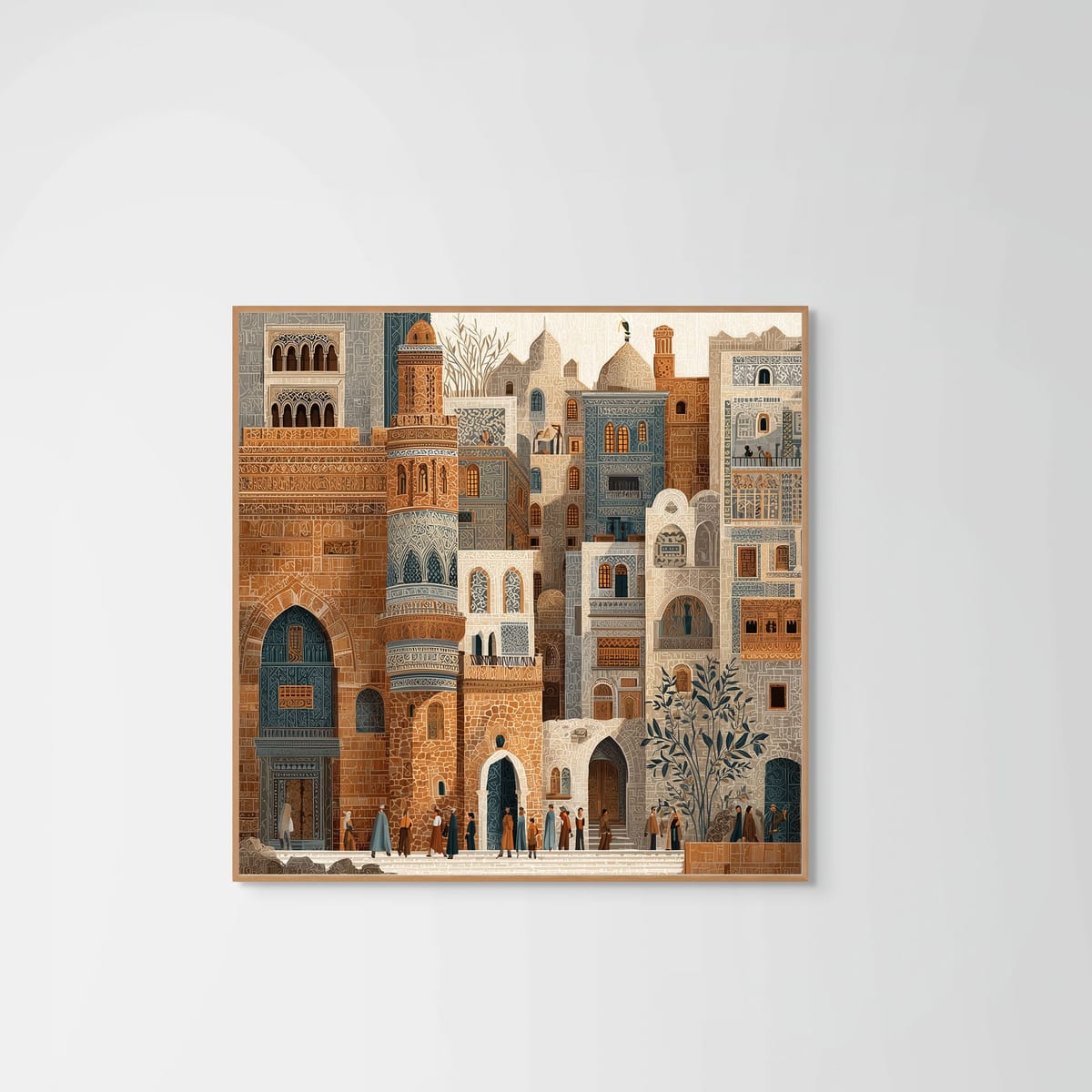 Earthy Arabesque – natural wood frame – no mount – Fringe Art Studio- Wall Art- Cairo Egypt