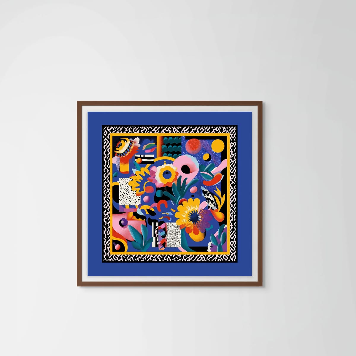 Electric Garden – dark wood frame – framed art print – Fringe Art Studio- Wall Art- Cairo Egypt