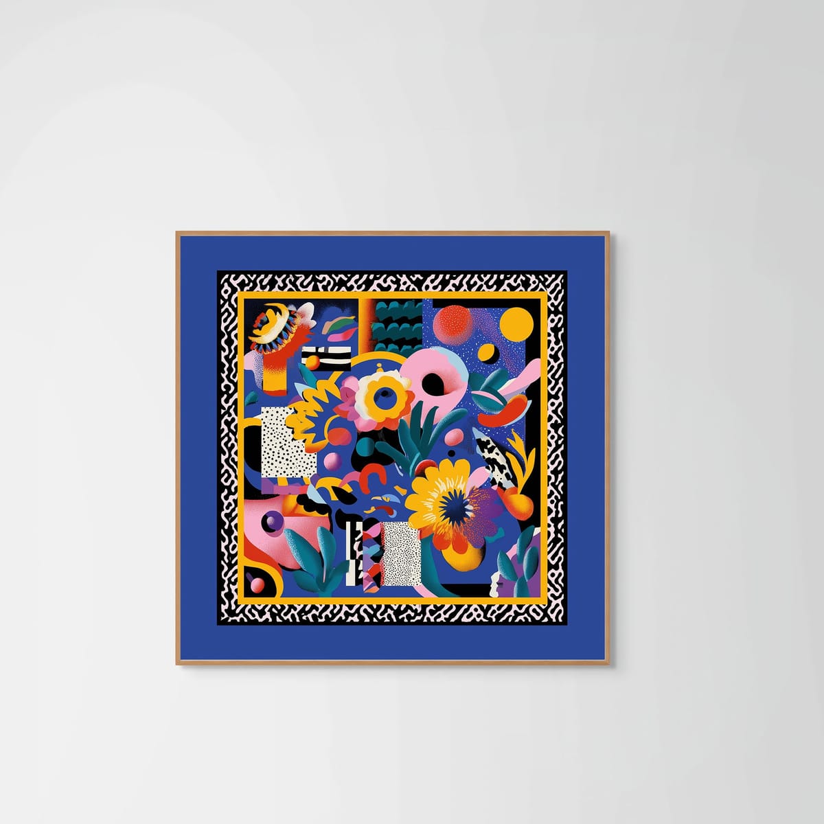 Electric Garden – natural wood frame – no mount – Fringe Art Studio- Wall Art- Cairo Egypt