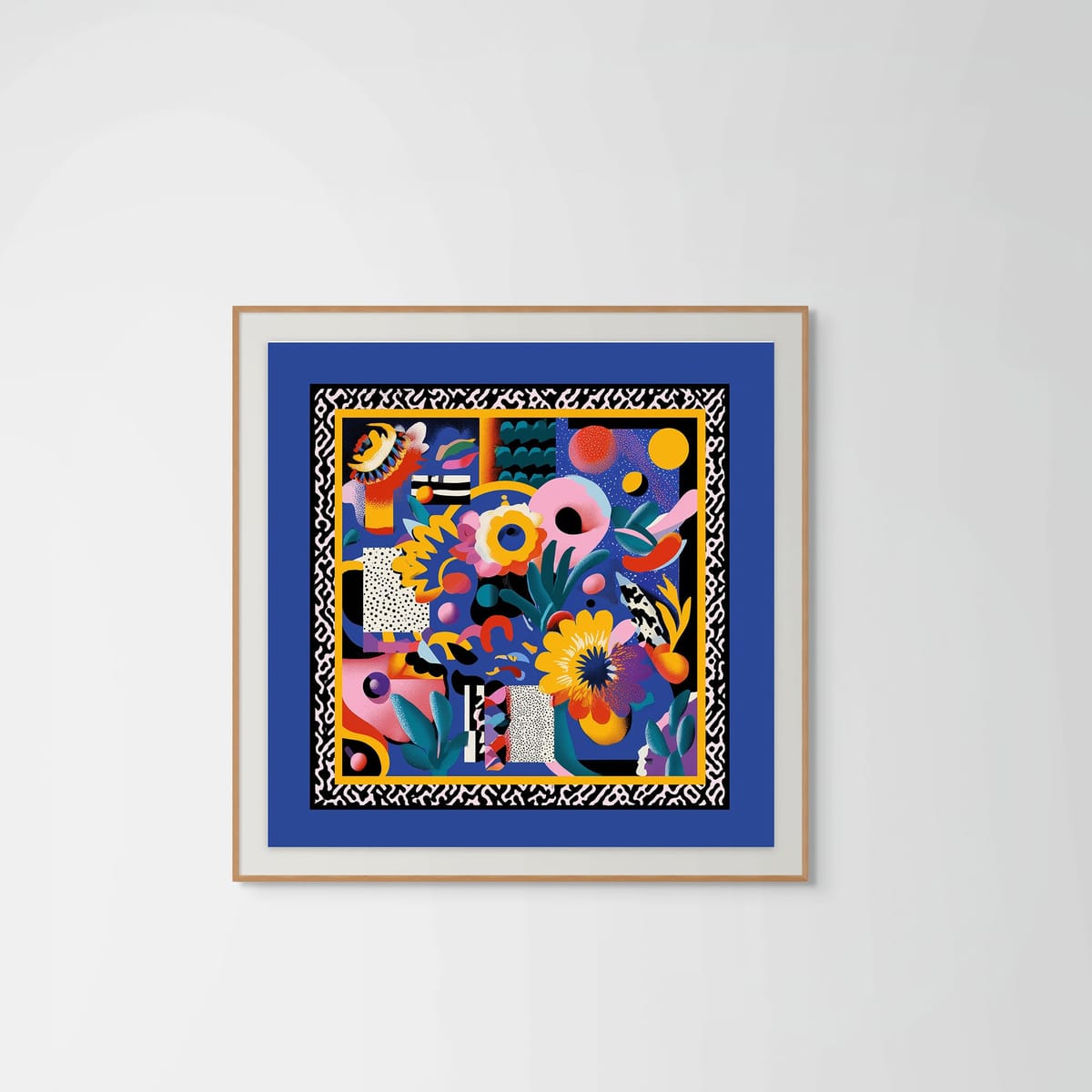 Electric Garden – natural wood frame – framed art print – Fringe Art Studio- Wall Art- Cairo Egypt