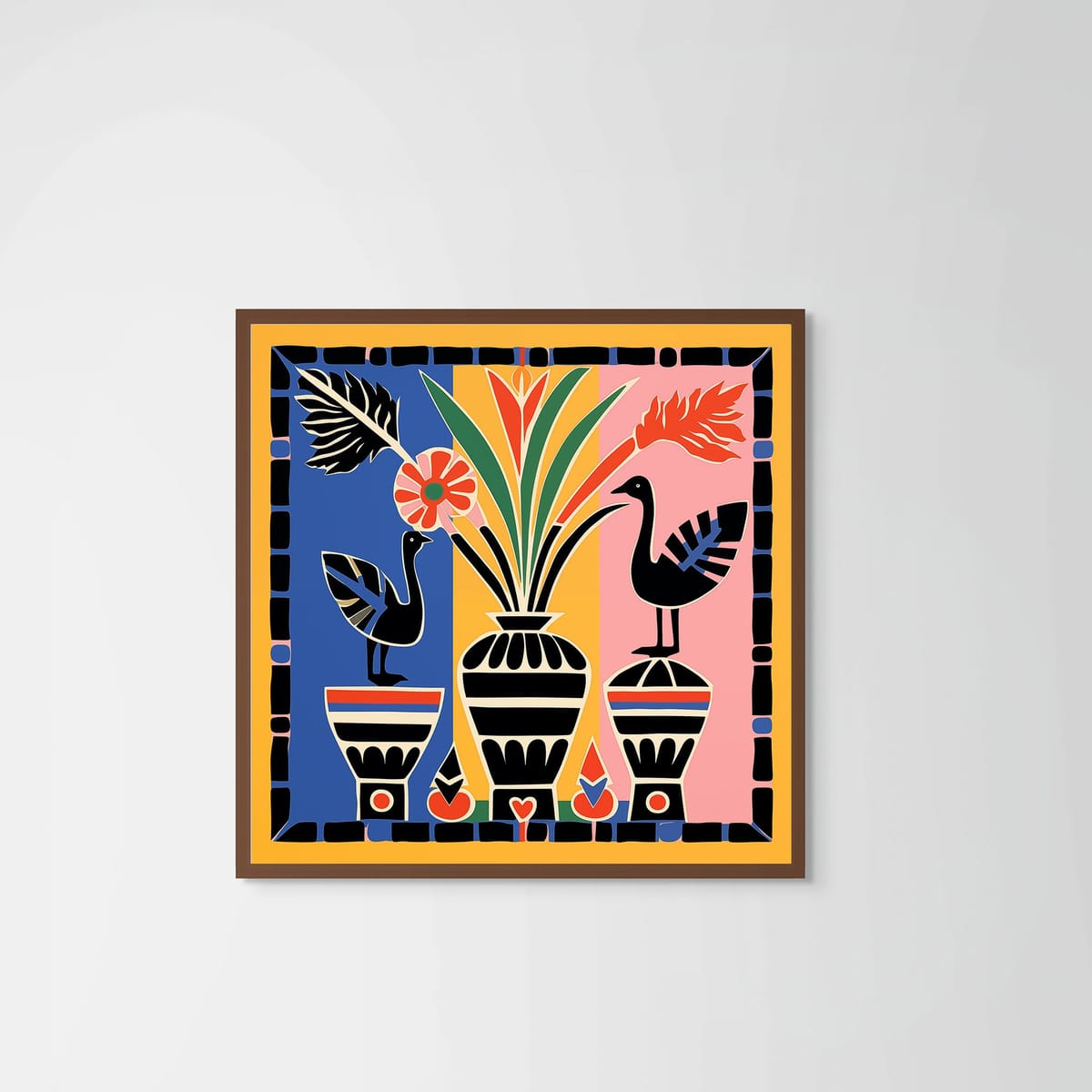 Garden Guardians – dark wood frame – no mount – Fringe Art Studio- Wall Art- Cairo Egypt