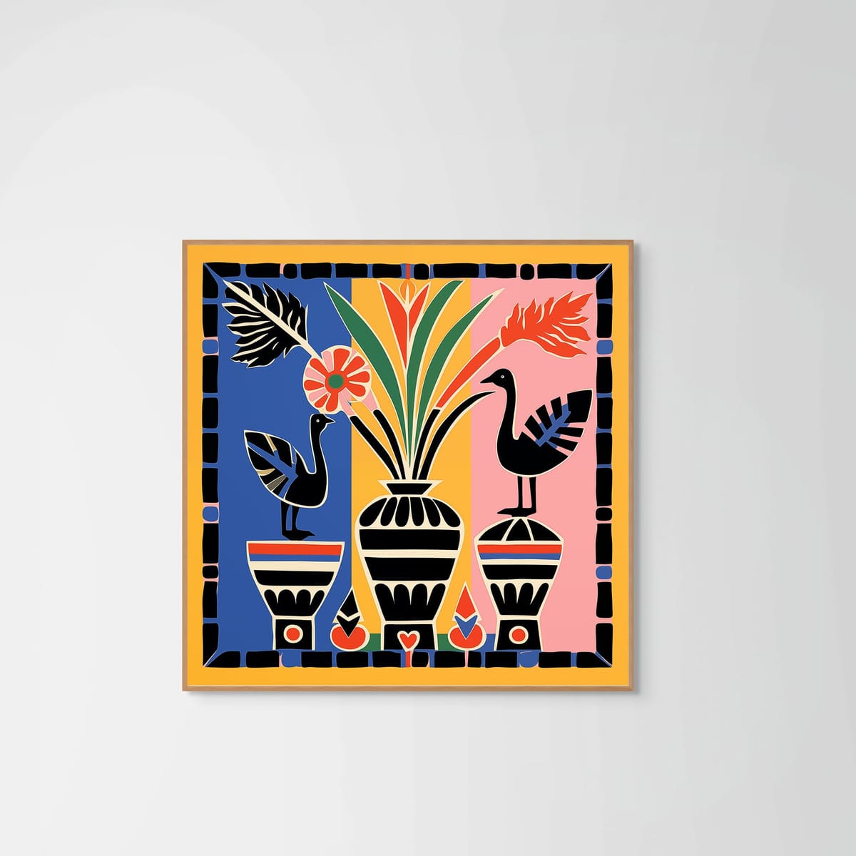 Garden Guardians – natural wood frame – no mount – Fringe Art Studio- Wall Art- Cairo Egypt