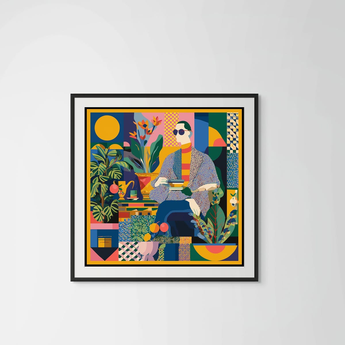 Un Cafe – black frame – framed art print – Fringe Art Studio- Wall Art- Cairo Egypt