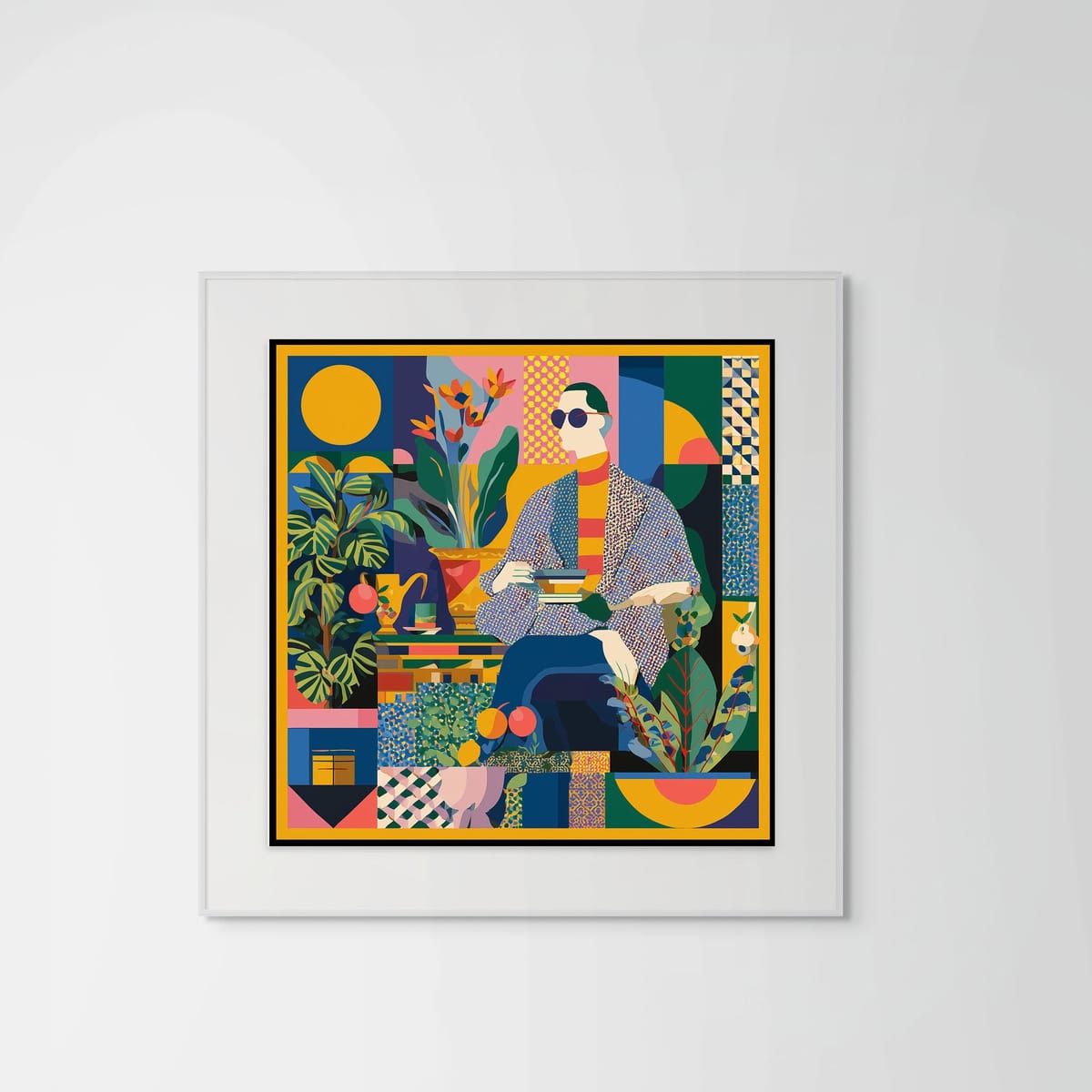 Un Cafe – white frame – framed art print – Fringe Art Studio- Wall Art- Cairo Egypt