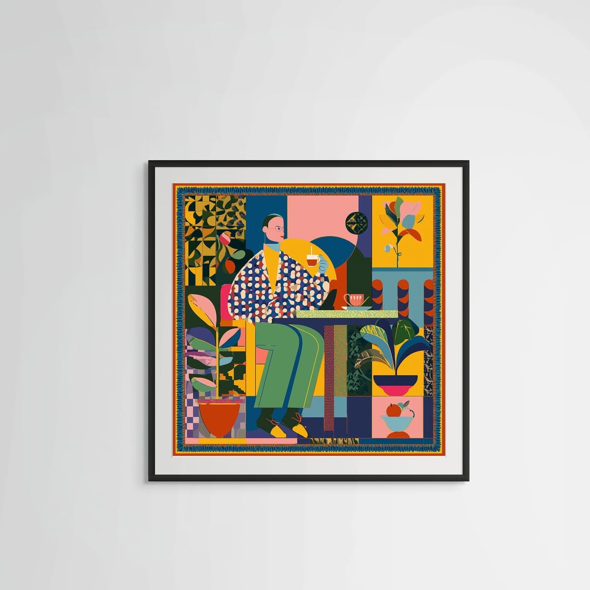 Afternoon Tea – black frame – framed art print – Fringe Art Studio- Wall Art- Cairo Egypt