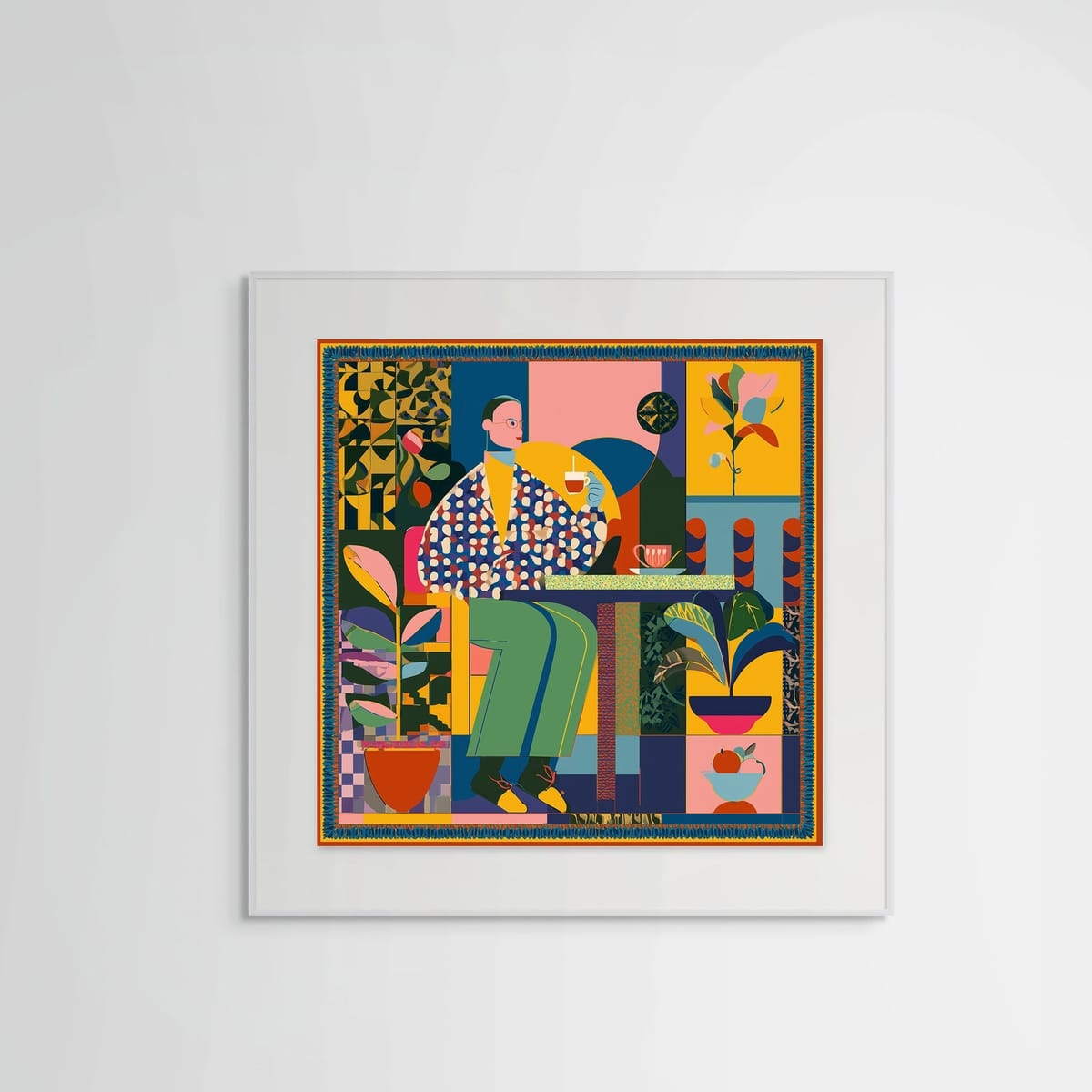 Afternoon Tea – white frame – framed art print – Fringe Art Studio- Wall Art- Cairo Egypt