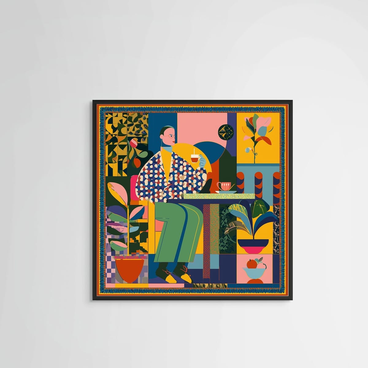Afternoon Tea – black frame – no mount – Fringe Art Studio- Wall Art- Cairo Egypt