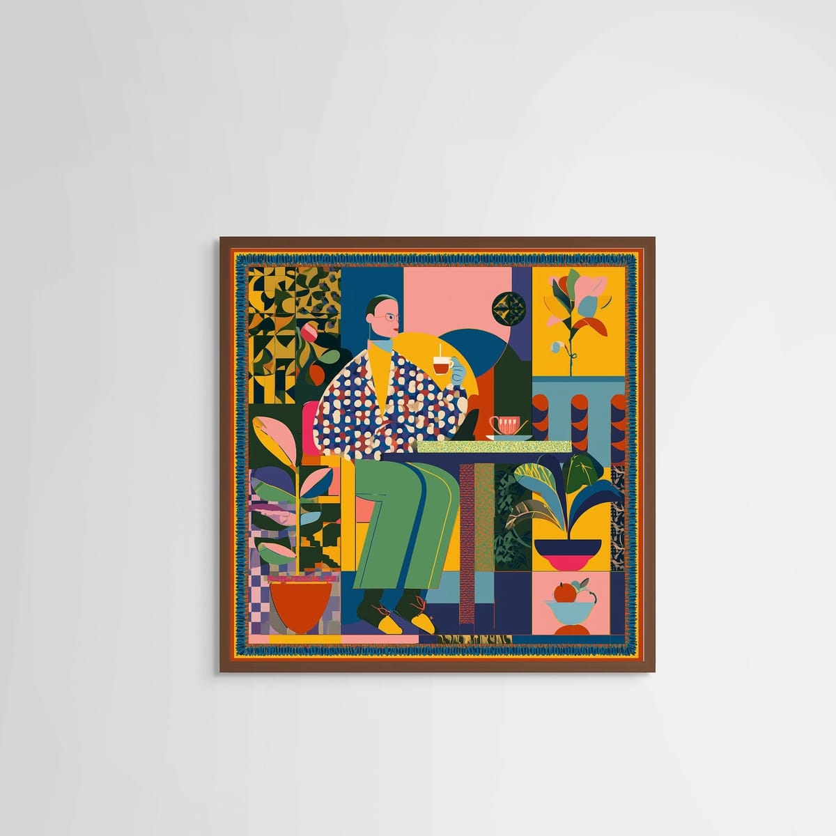 Afternoon Tea – dark wood frame – no mount – Fringe Art Studio- Wall Art- Cairo Egypt