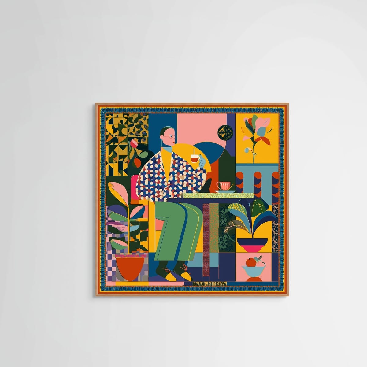 Afternoon Tea – natural wood frame – no mount – Fringe Art Studio- Wall Art- Cairo Egypt