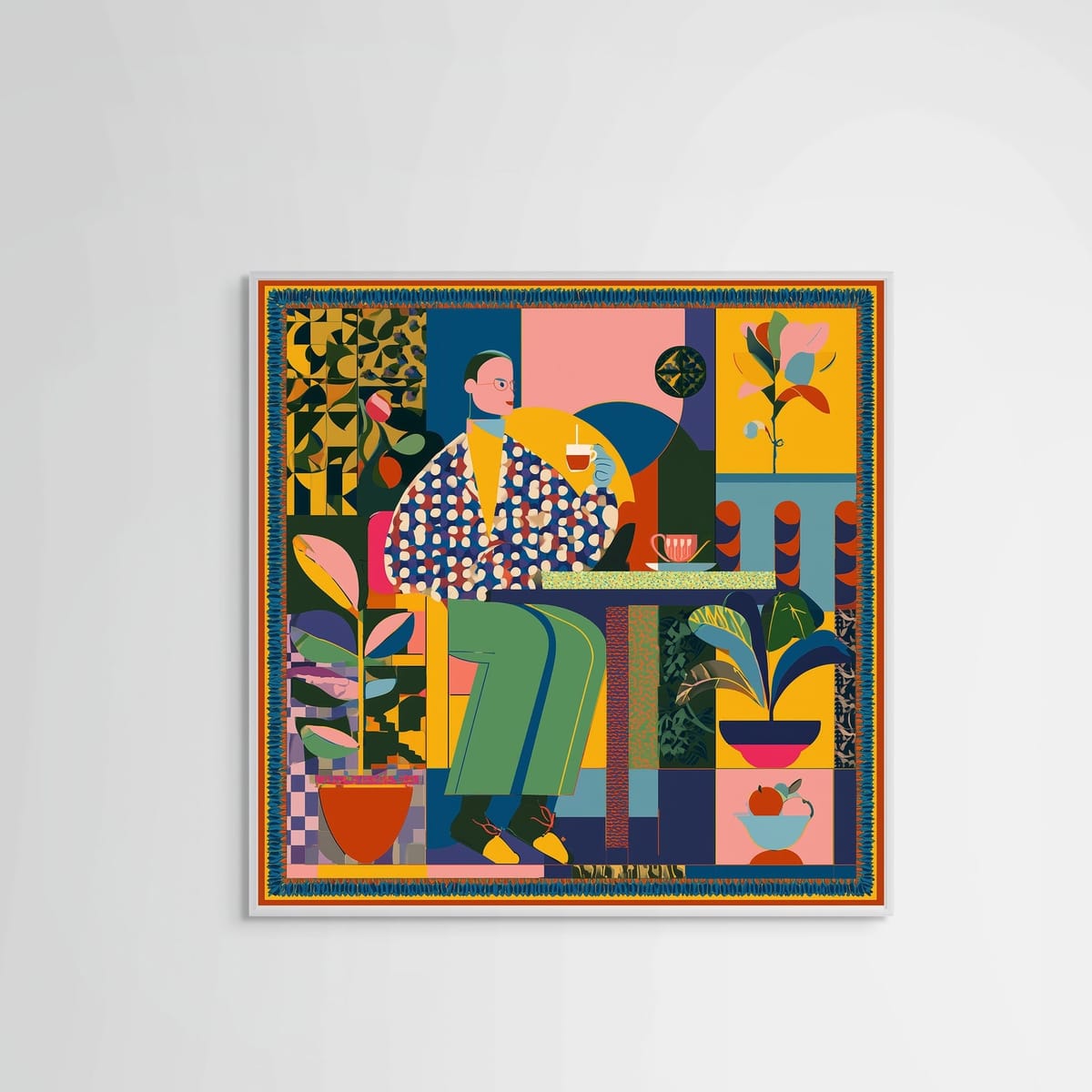 Afternoon Tea – white frame – no mount – Fringe Art Studio- Wall Art- Cairo Egypt