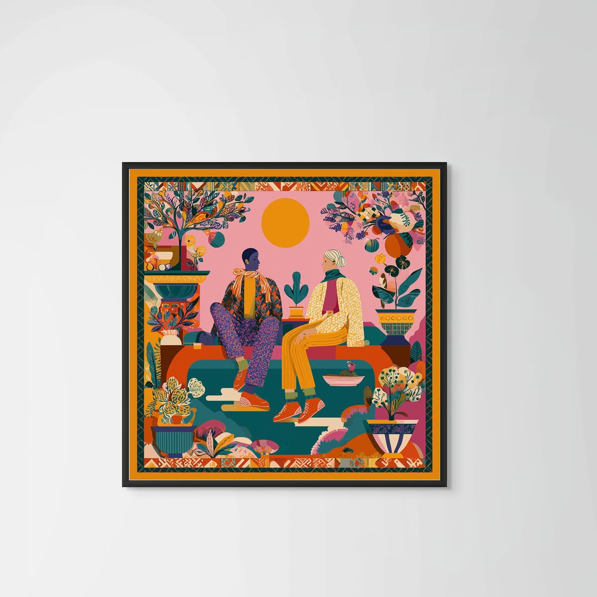 Sunrise by the Nile – black frame – no mount – Fringe Art Studio- Wall Art- Cairo Egypt