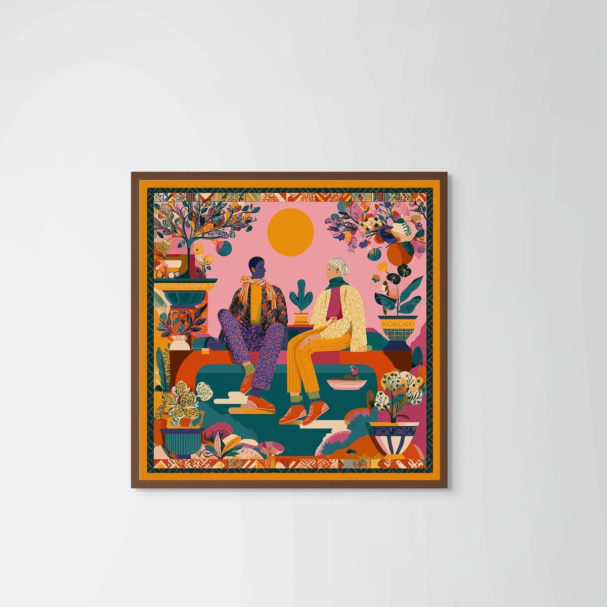 Sunrise by the Nile – dark wood frame – no mount – Fringe Art Studio- Wall Art- Cairo Egypt
