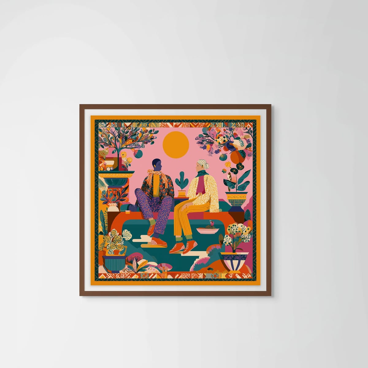 Sunrise by the Nile – dark wood frame – framed art print – Fringe Art Studio- Wall Art- Cairo Egypt