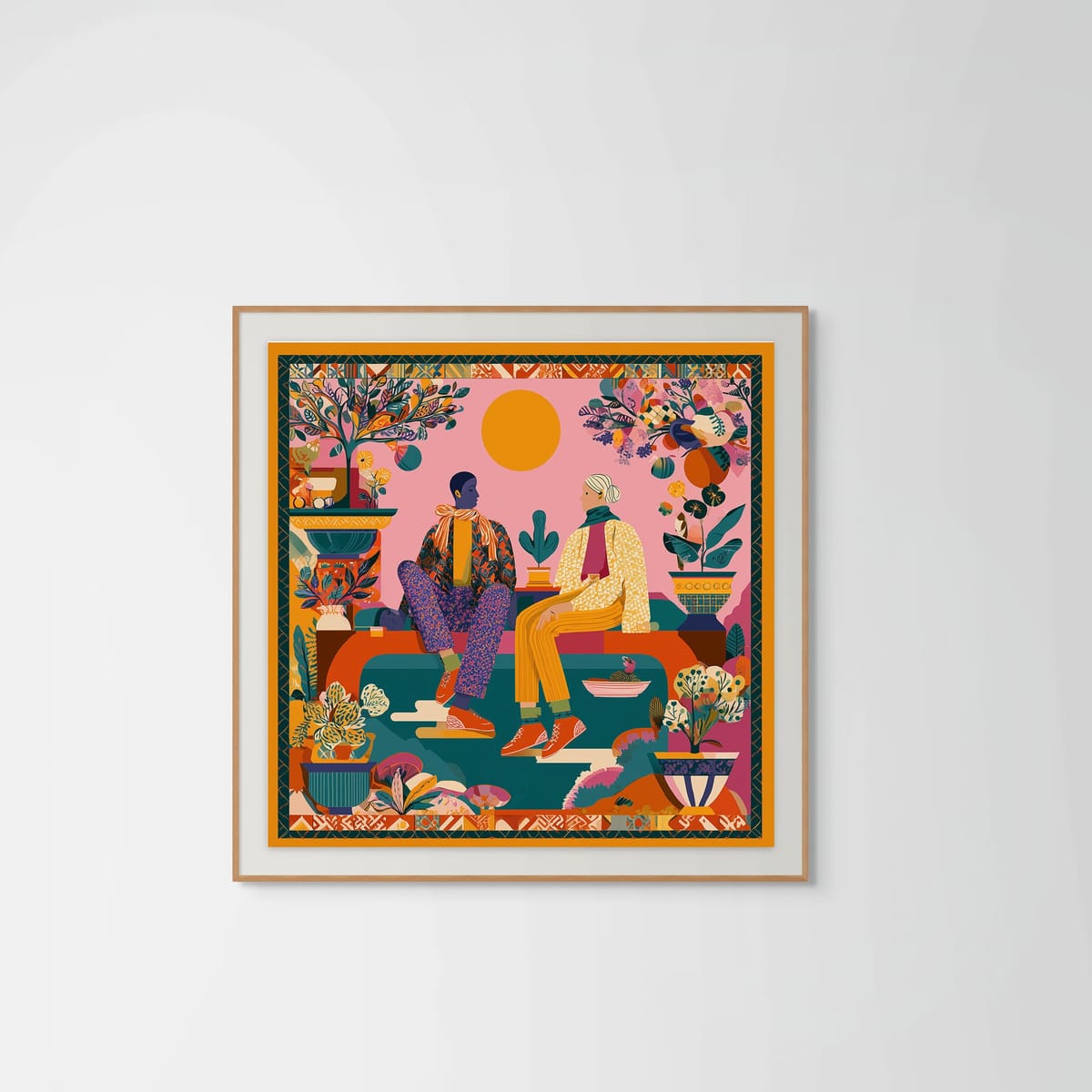 Sunrise by the Nile – natural wood frame – framed art print – Fringe Art Studio- Wall Art- Cairo Egypt
