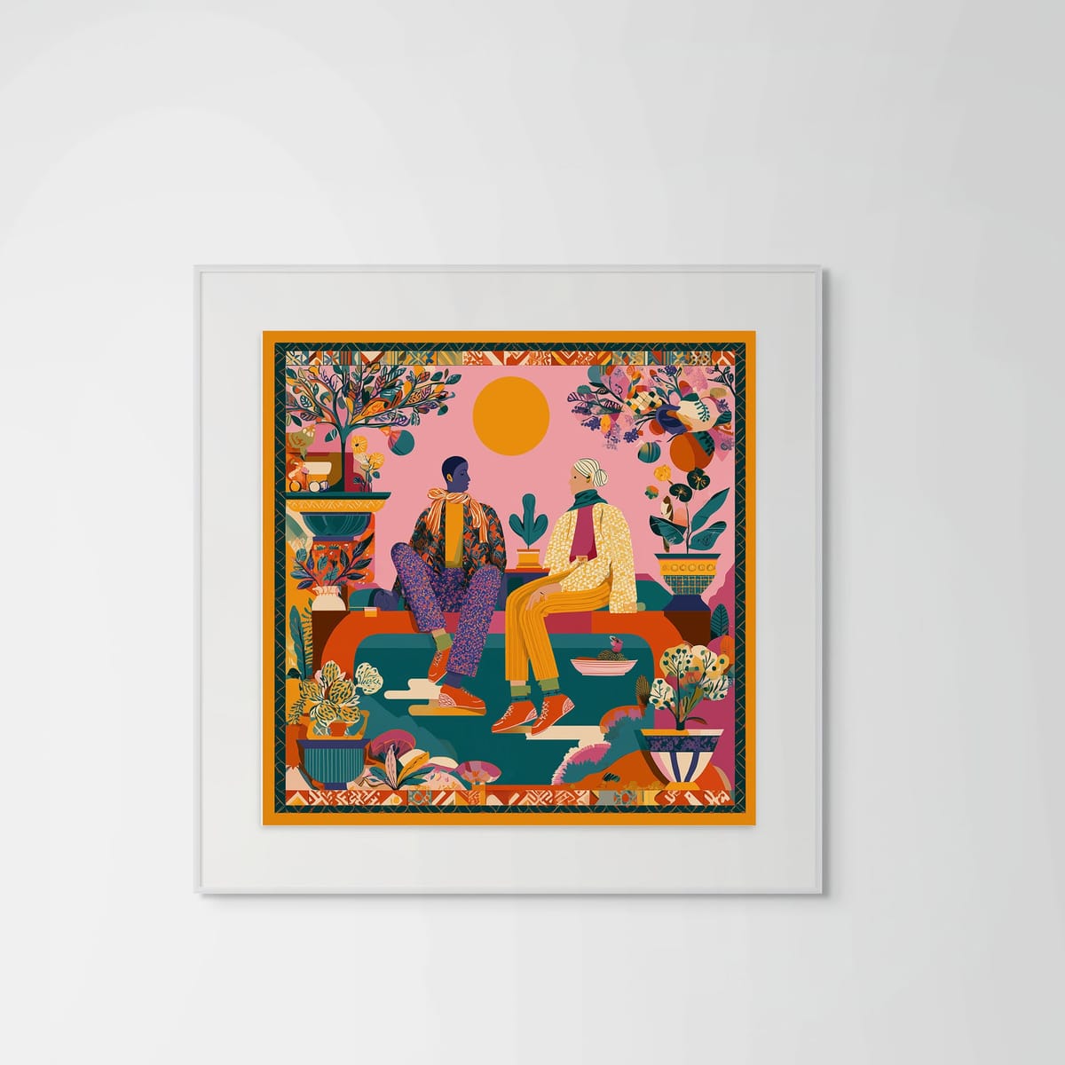 Sunrise by the Nile – white frame – framed art print – Fringe Art Studio- Wall Art- Cairo Egypt