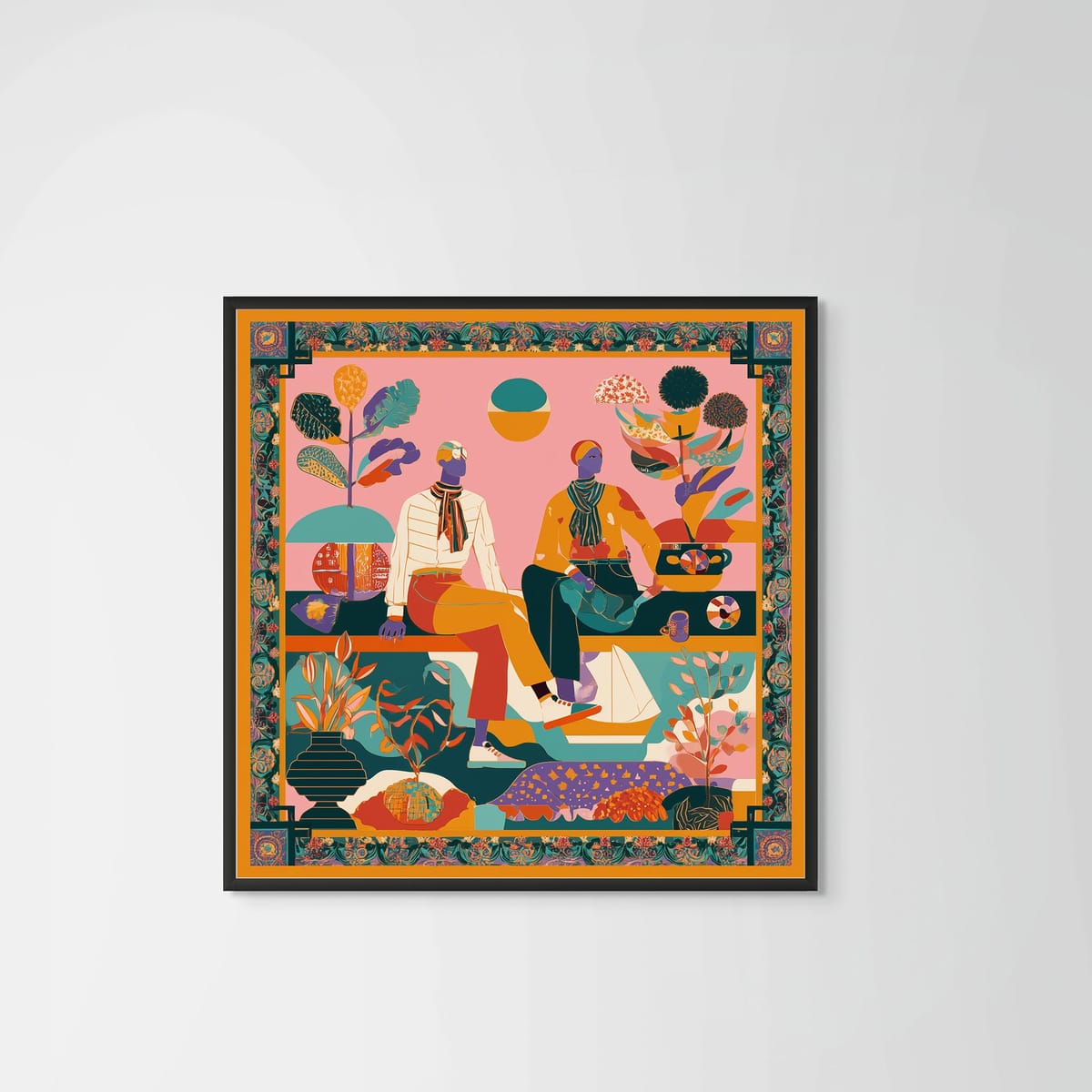 Sunset by the Nile – black frame – no mount – Fringe Art Studio- Wall Art- Cairo Egypt