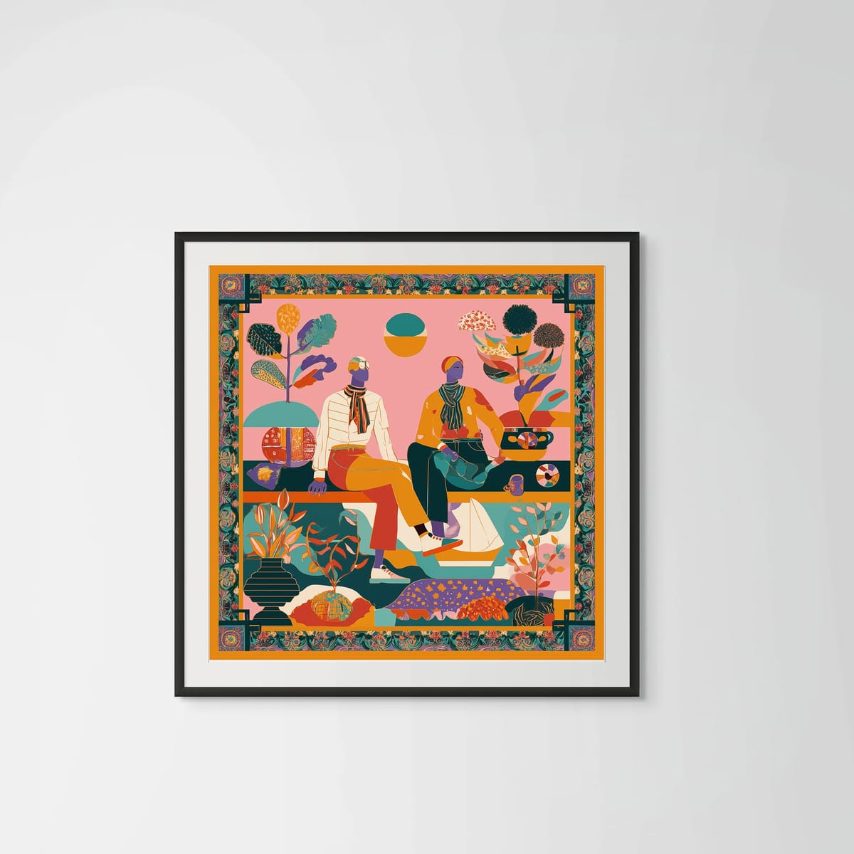 Sunset by the Nile – black frame – framed art print – Fringe Art Studio- Wall Art- Cairo Egypt