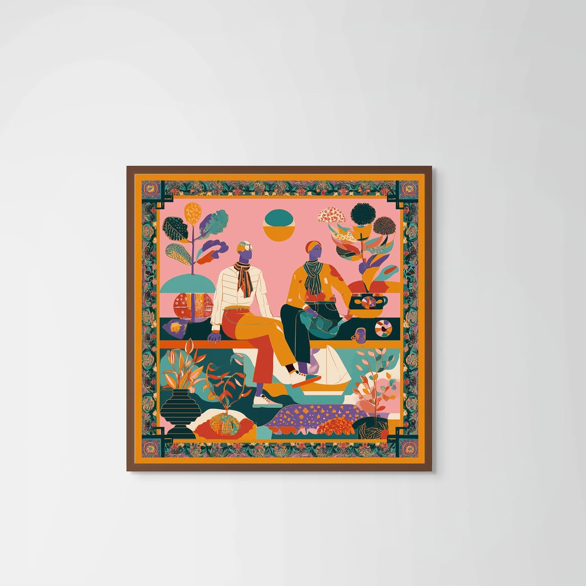Sunset by the Nile – dark wood frame – no mount – Fringe Art Studio- Wall Art- Cairo Egypt