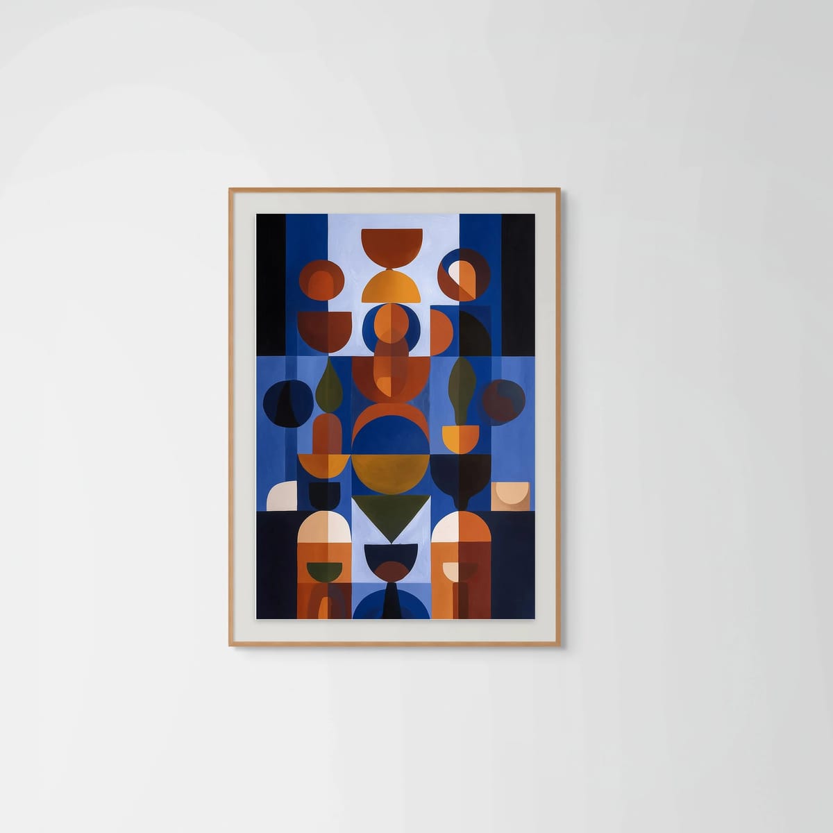 Blue I – natural wood frame – framed art print – Fringe Art Studio- Wall Art- Cairo Egypt
