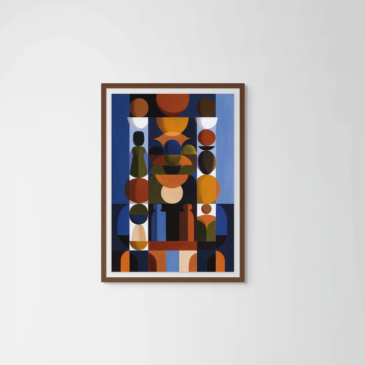 Blue II – dark wood frame – framed art print – Fringe Art Studio- Wall Art- Cairo Egypt