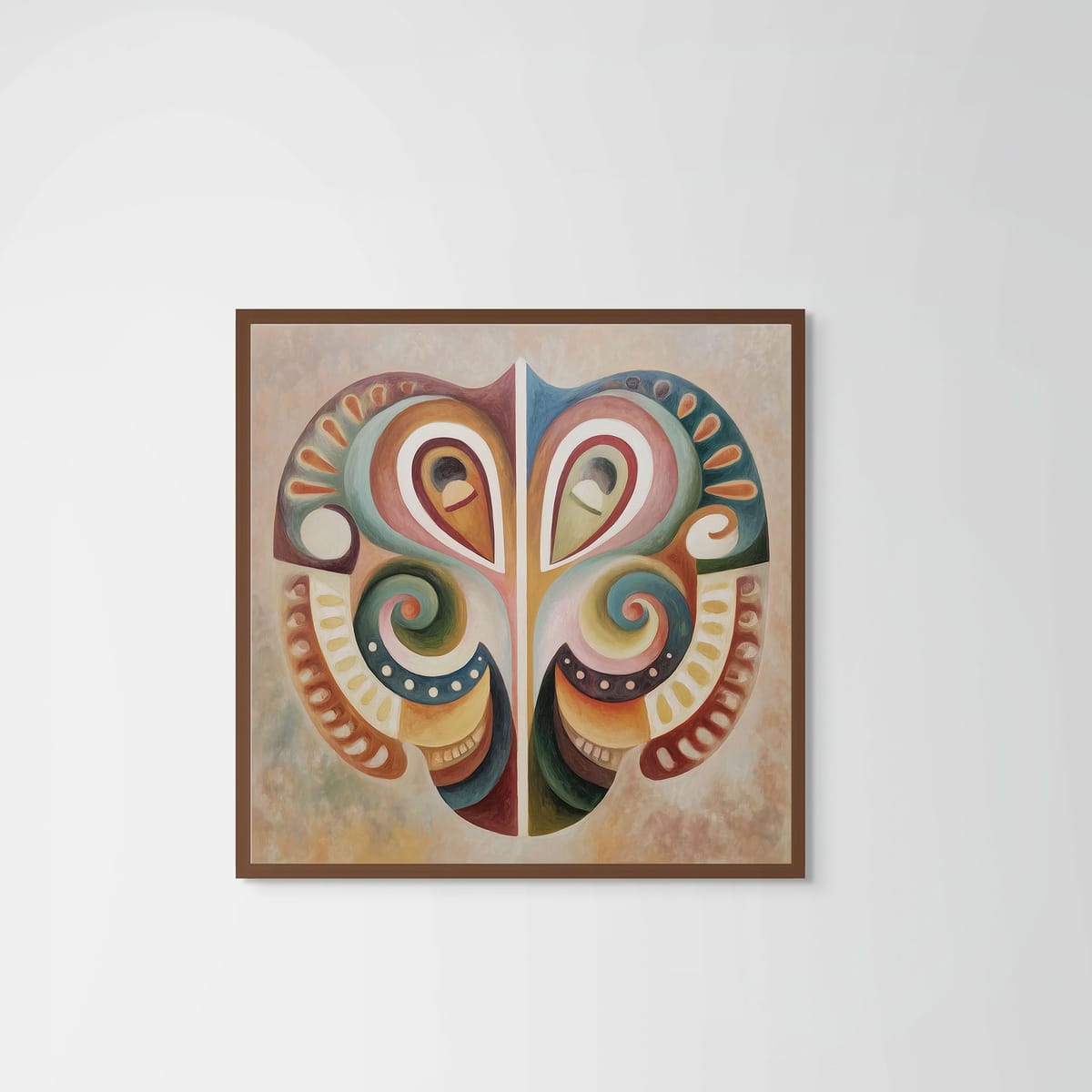 Mask I – dark wood frame – no mount – Fringe Art Studio- Wall Art- Cairo Egypt