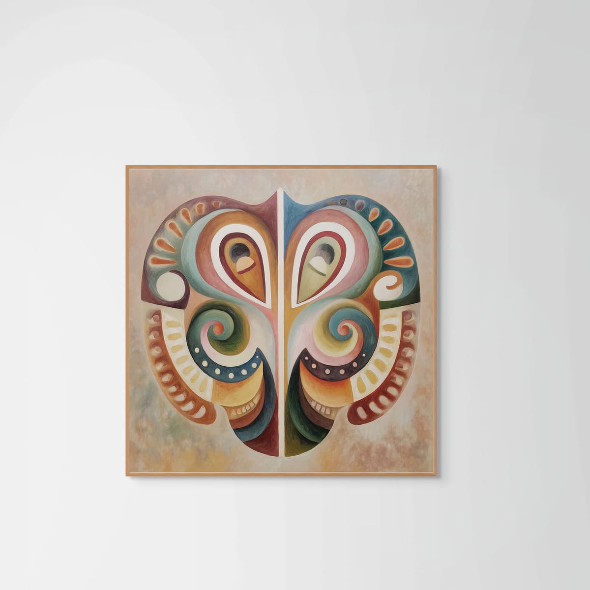 Mask I – natural wood frame – no mount – Fringe Art Studio- Wall Art- Cairo Egypt